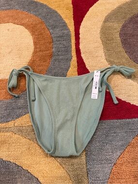 NWT Victoria’s Secret PINK Light Green Textured Metallic Swim Bikini Bottom M